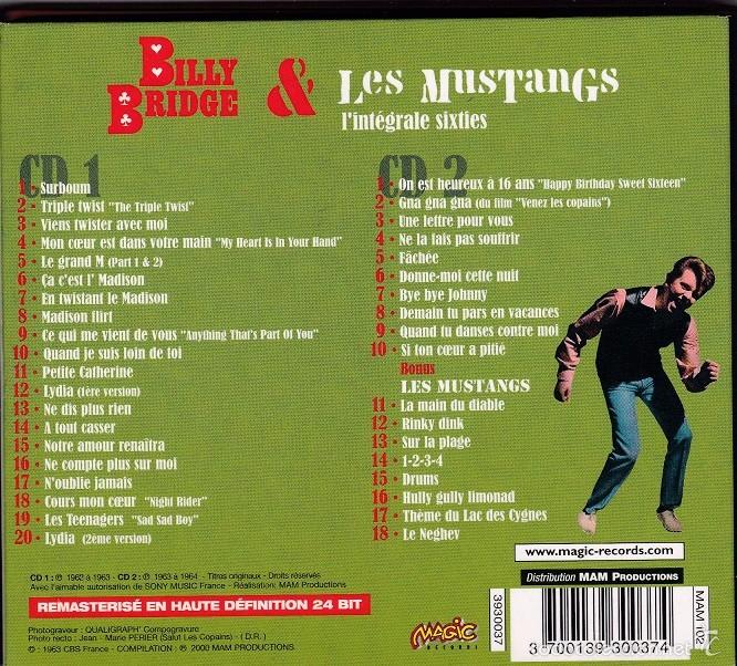 CDs de m&uacute;sica: Billy Bridge, Les Mustangs - LIntegrale Sixties - 2xCD Digipack - Foto 2