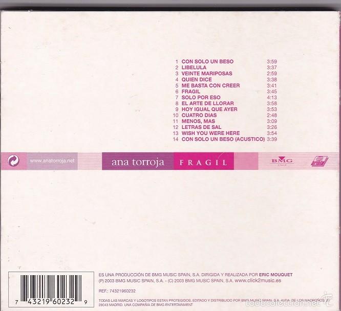 CDs de m&uacute;sica: Ana Torroja - Fr&aacute;gil - CD Digipack editado en 2003 - Foto 2