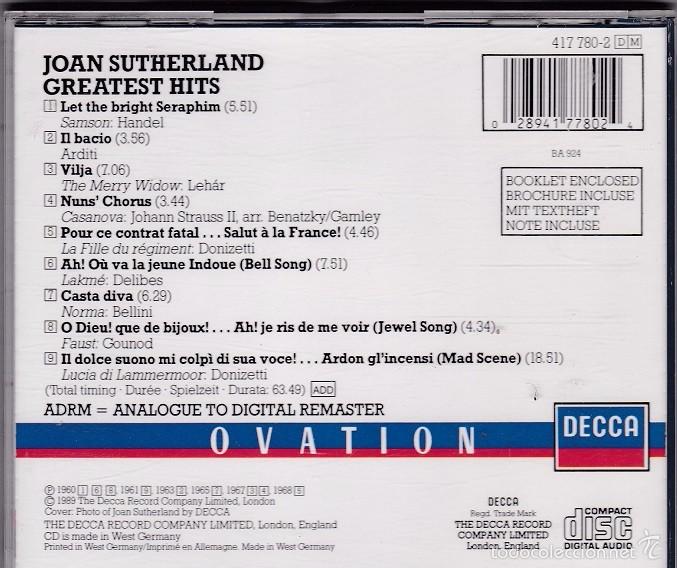 CDs de m&uacute;sica: Joan Sutherland - Greatest Hits - Foto 2