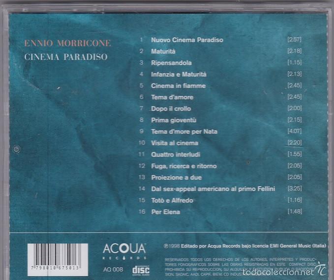 CDs de m&uacute;sica: Ennio Morricone - Cinema Paradiso - CD - Foto 2