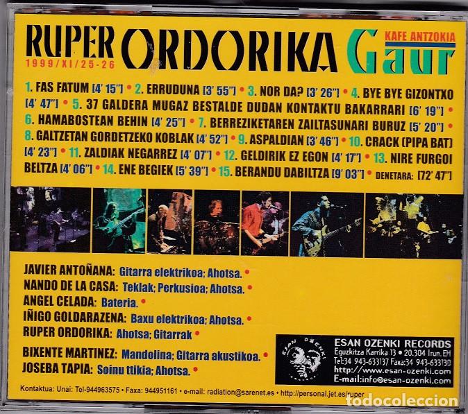 CDs de m&uacute;sica: Ruper Ordorika - Gaur - CD Editado en el a&ntilde;o 2000 - Foto 2
