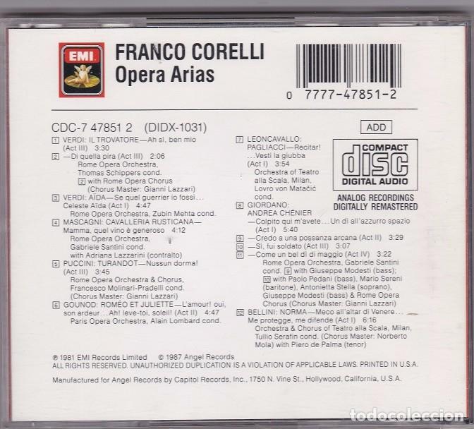 CDs de m&uacute;sica: Franco Corelli - Opera Arias - CD Recopilatorio - Foto 2