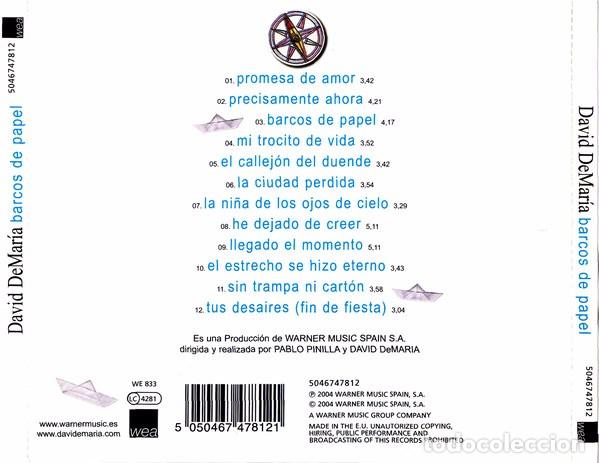 CDs de m&uacute;sica: David DeMar&iacute;a - Barcos de Papel - Foto 2