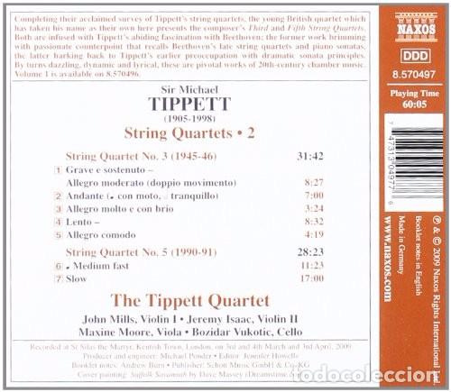 CDs de m&uacute;sica: Tippett - String Quartets 2 / 3 / 5 - Naxos - Foto 2