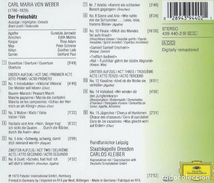 CDs de m&uacute;sica: WEBER. DER FREISCHUTZ. HIGHLIGHTS. CD - Foto 2