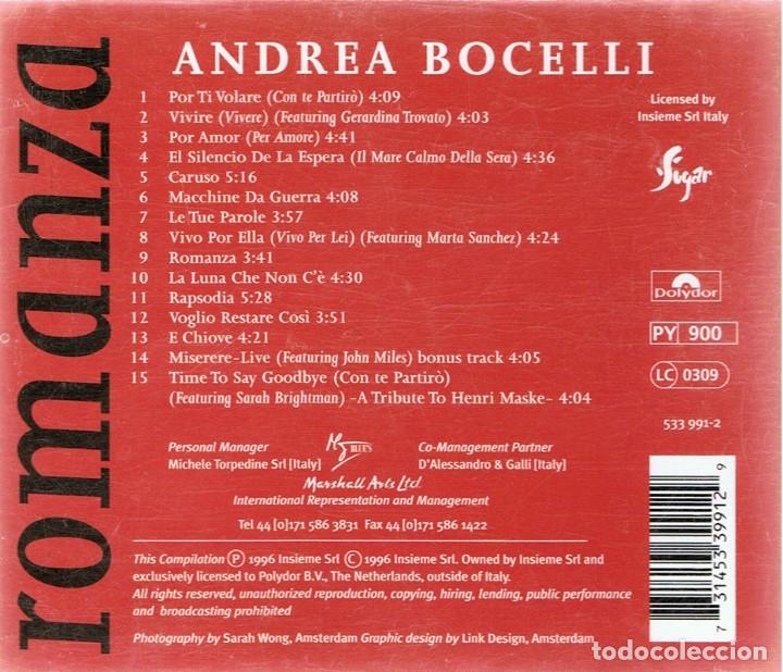 CDs de m&uacute;sica: CD ANDREA BOCELLI &uml;ROMANZA&uml; - Foto 2