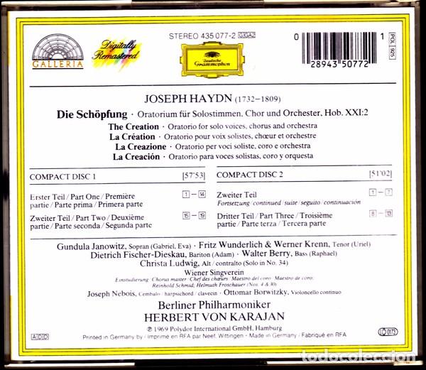 CDs de m&uacute;sica: Hayden - The Creation - Karajan - 2xCD - Foto 2