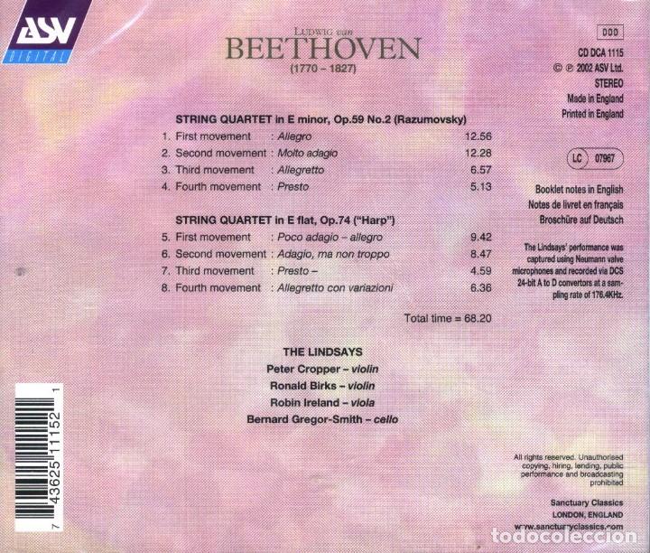 CDs de m&uacute;sica: BEETHOVEN THE STRING QUARTETS -5 THE LINDSAYS - Foto 2