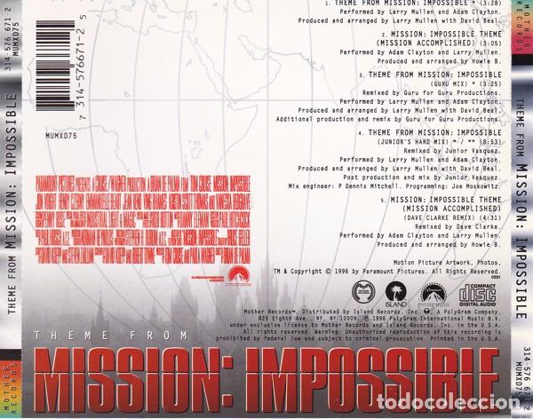 CDs de m&uacute;sica: Adam Clayton & Larry Mullen  Theme From Mission: Impossible - Foto 2