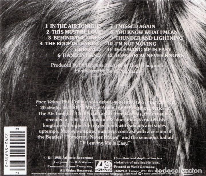 CDs de m&uacute;sica: CD PHIL COLLINS &uml;FACE VALUE&uml; - Foto 2