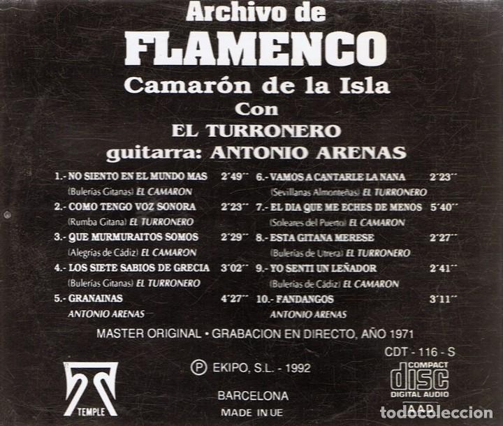 CDs de m&uacute;sica: CD CAMAR&Oacute;N DE LA ISLA CON EL TURRONERO - Foto 2