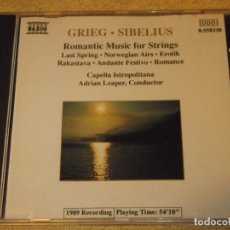 CDs de Música: GRIEG - SIBELIUS ( ROMANTIC MUSIC FOR STRINGS ) 1990-GERMANY CD. Lote 83932236