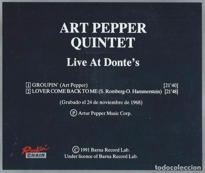 CDs de m&uacute;sica: ART PEPPER. LIVE AT DONTE&acute;S. CD - Foto 2