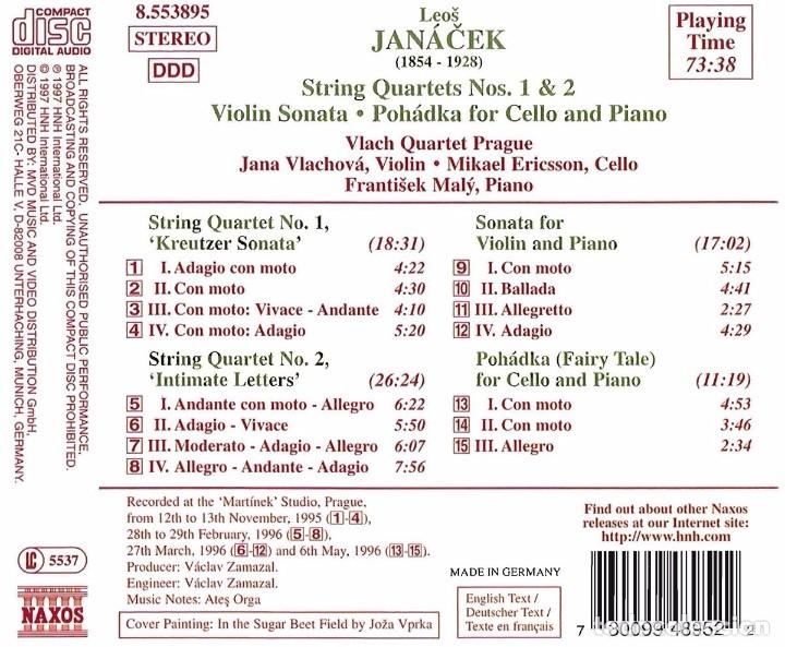 CDs de m&uacute;sica: Janacek - String Quartets N 1 & 2 - Naxos - Foto 2