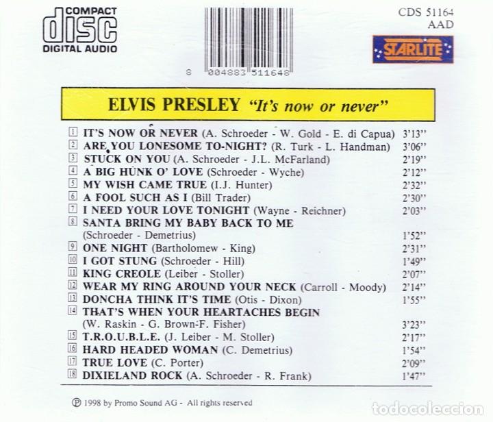 CDs de m&uacute;sica: CD ELVIS PRESLEY &uml;IT&acute;S NOW OR NEVER&uml; - Foto 2
