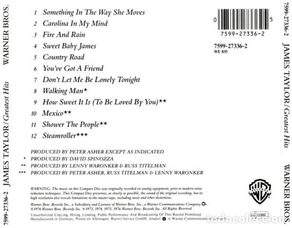 CDs de m&uacute;sica: James Taylor - Greatest Hits -rock - Foto 2