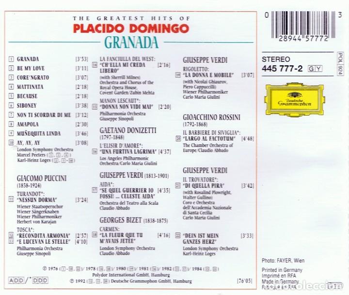 CDs de m&uacute;sica: CD PL&Aacute;CIDO DOMINGO &uml;GRANADA&uml; - Foto 2