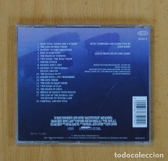 CDs de m&uacute;sica: JOHN BARRY - DANCES WITH WOLVES B.S.O - CD - Foto 2