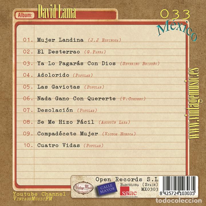 CDs de m&uacute;sica: DAVID LAMA. Colecci&oacute;n M&eacute;xico - N&ordm; 033/100 - Foto 2