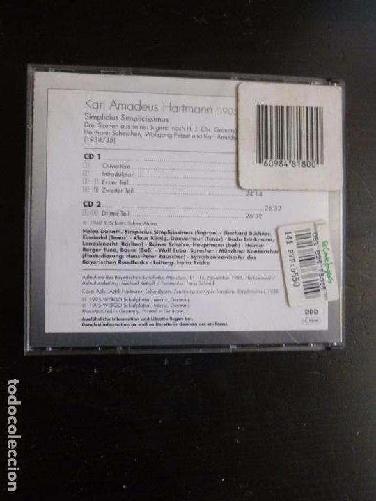 CDs de m&uacute;sica: SIMPLICIUS SIMPLICISSIMUS AMDEUS HARTMANN WERGO  1995 2C - Foto 2