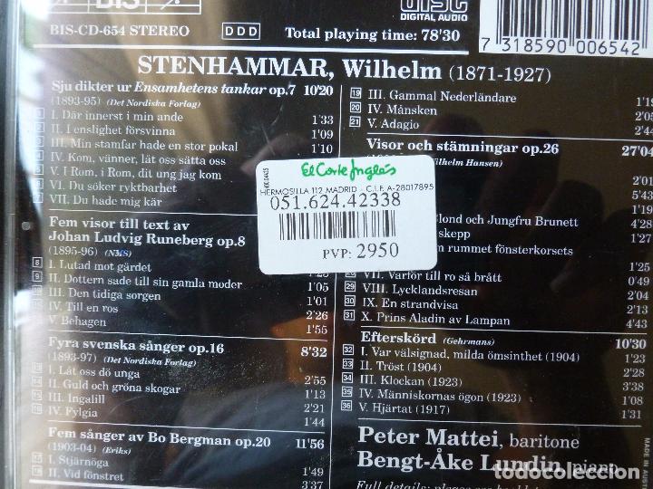CDs de m&uacute;sica: SONGS WILHELM STENHAMMAR A BIS  1994 - Foto 2