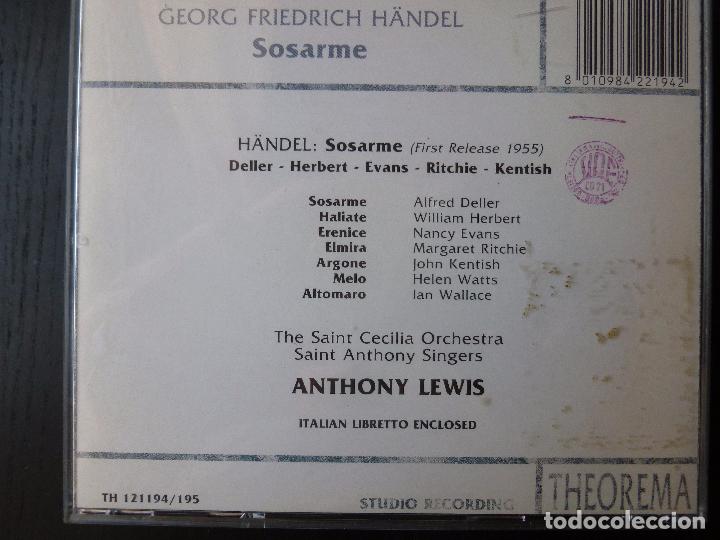 CDs de m&uacute;sica: SOSARME HANDEL ANTHONY LEWIS THEOREMA  1994 2CD - Foto 2