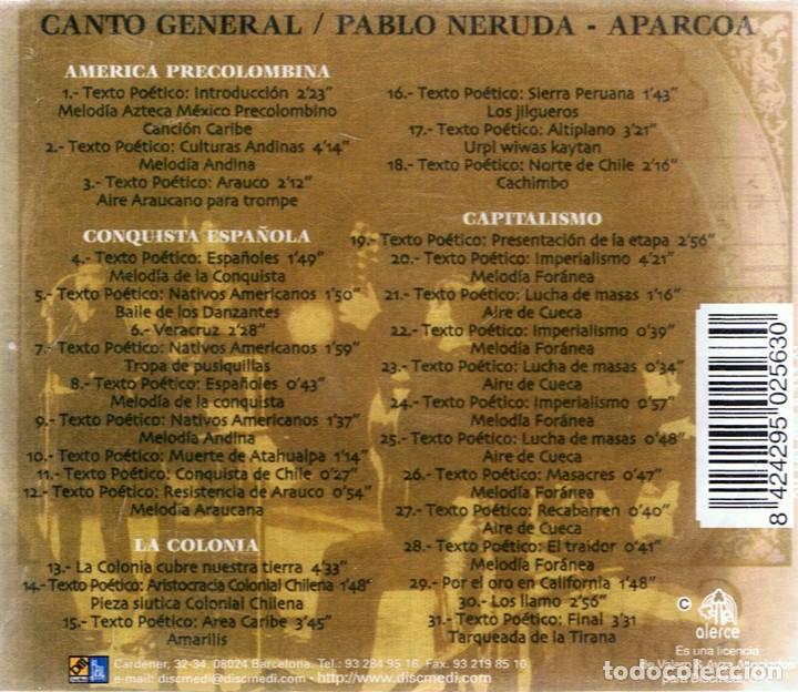 CDs de m&uacute;sica: CD CANTO GENERAL PABLO NERUDA - APARCOA - Foto 2