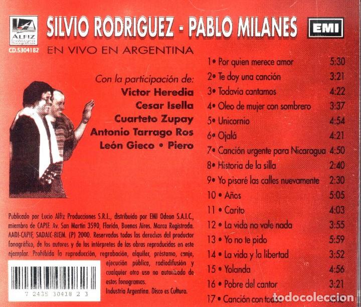 CDs de m&uacute;sica: SILVIO RODRIGUEZ Y PABLO MILANES CD - Foto 2