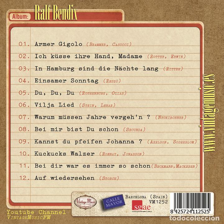 CDs de m&uacute;sica: RALF BENDIX. Colecci&oacute;n Vintage Music - Foto 2