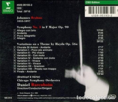 CDs de m&uacute;sica: Daniel Barenboim / Brahms - Symphony 3 / Haydn - Variations on a theme - CD - Foto 2