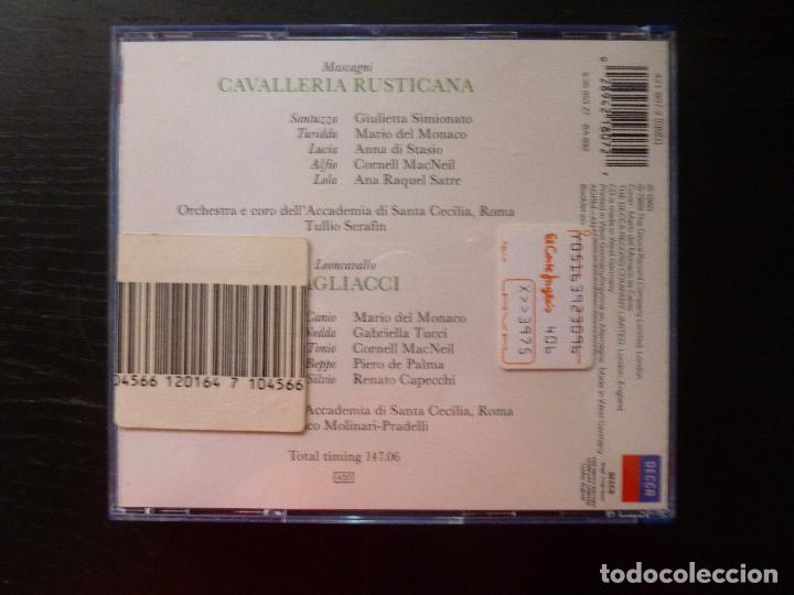 CDs de m&uacute;sica: CAVALLERIA RUSTICANA. PAGLIACCI. DECCA. 1989  2CD - Foto 2