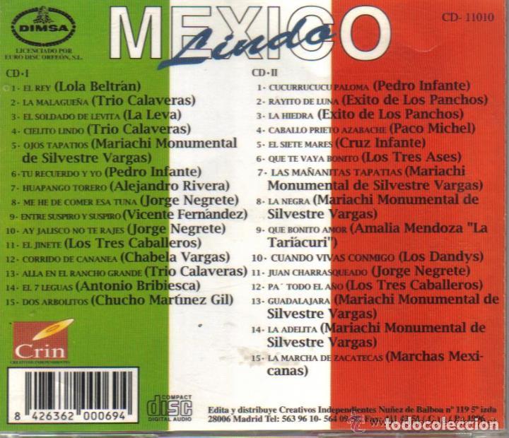 CDs de m&uacute;sica: CD - MEXICO LINDO - 2 CDS TOTAL 30 CANCIONES - Foto 4