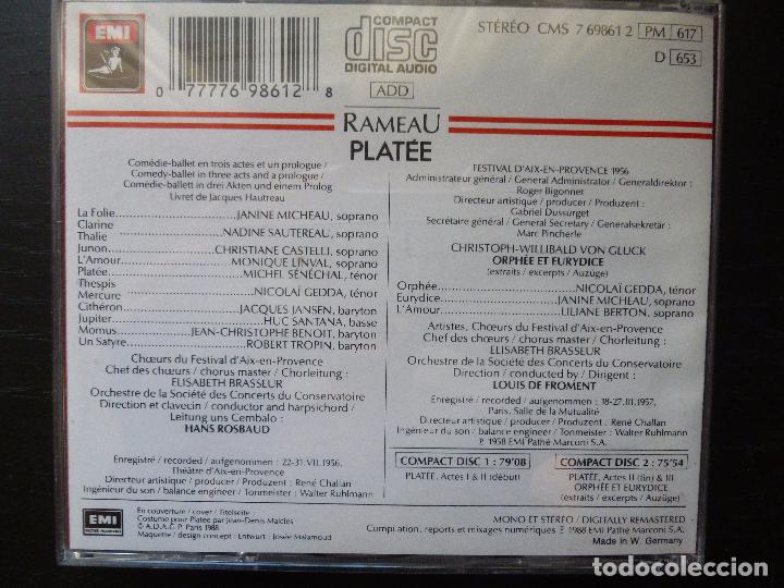 CDs de m&uacute;sica: RAMEAU. PLATEE, EMI 2CD1998 - Foto 2