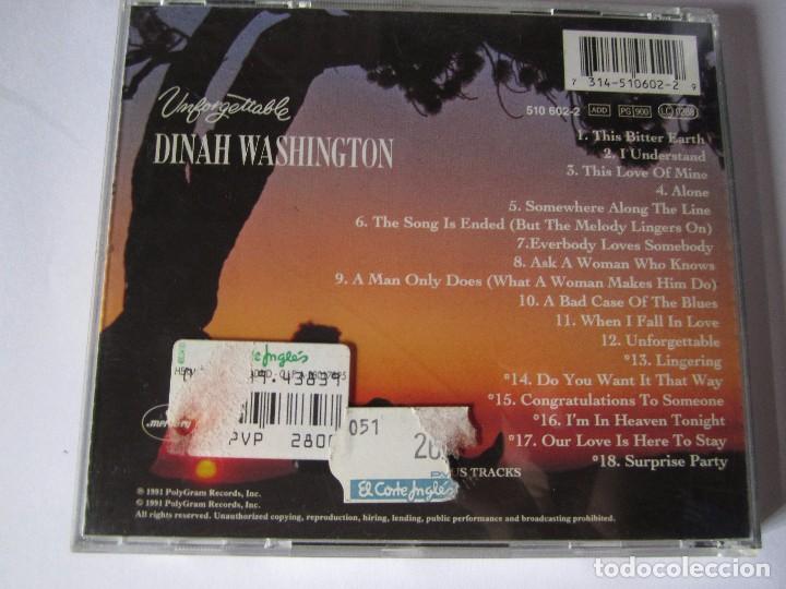 CDs de m&uacute;sica: cd dinah washington unforgettable a&ntilde;o 1991 - Foto 3
