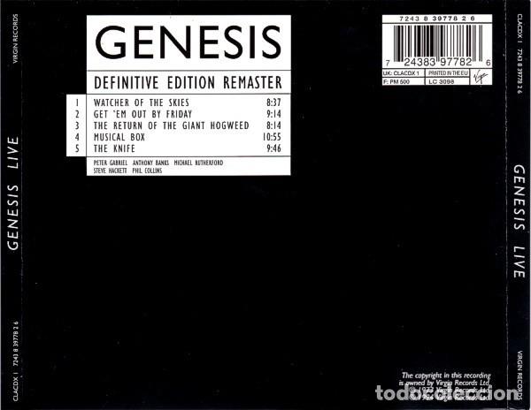 CDs de m&uacute;sica: GENESIS LIVE CD NUEVO - Foto 2