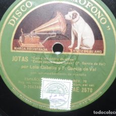 CDs de Música: DISCO DE PIZARRA DE JOTAS. LOLA CABELLO Y F. GARCIA DE VAL. DISCO DE JOTA ARAGONESA. AE 2570. ESTADO. Lote 98942411