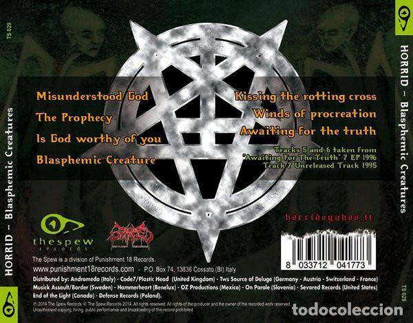 CDs de m&uacute;sica: Horrid &lrm;- Blasphemic Creatures--DEATH METAL - Foto 2