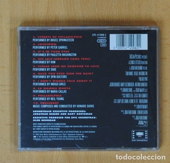 CDs de m&uacute;sica: PHILADELPHIA B.S.O. - VARIOS - CD - Foto 2