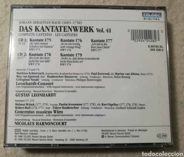 CDs de m&uacute;sica: Box 2CD set Bach Cantatas vol.41 sin libreto - Foto 2