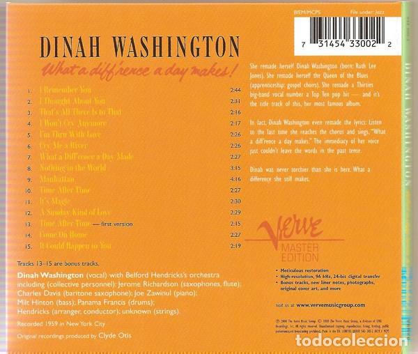 CDs de m&uacute;sica: Dinah Washington - What A Diffrence A Day Makes! - CD Digipack - Foto 2