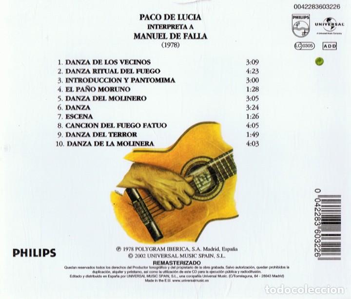 CDs de m&uacute;sica: CD PACO DE LUC&Iacute;A INTERPRETA A MANUEL DE FALLA - Foto 2