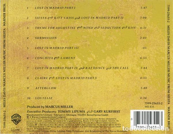 CDs de m&uacute;sica: Miles Davis / Marcus Miller - Music From Siesta - CD - Foto 2