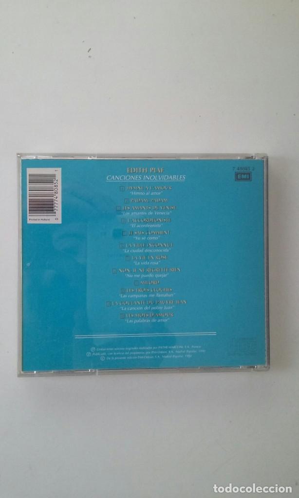 CDs de m&uacute;sica: EDITH PIAF - CANCIONES INOLVIDABLES - CD - Foto 2