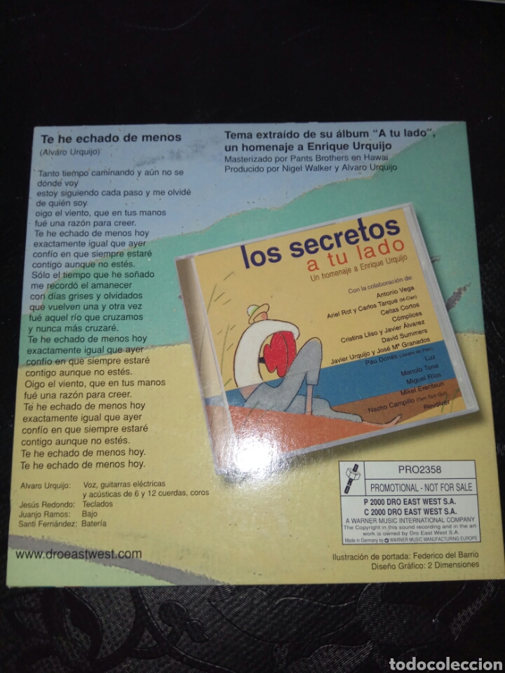 CDs de m&uacute;sica: LOS SECRETOS / CD SINGLE / TE HE ECHADO DE Menos - Foto 2