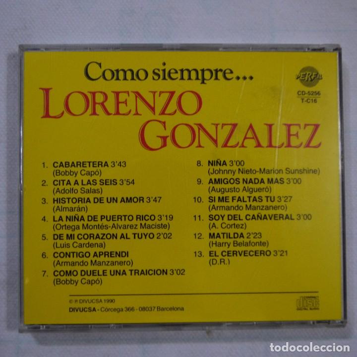 CDs de m&uacute;sica: LORENZO GONZ&Aacute;LEZ - COMO SIEMPRE&hellip; - CD 1990 - Foto 3