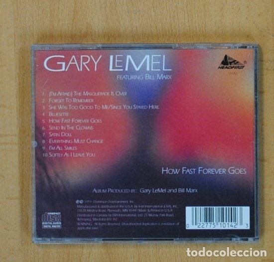 CDs de m&uacute;sica: GARY LEMEL FEATURING BILL MARX - HOW FAST FOREVER GOES - CD - Foto 2