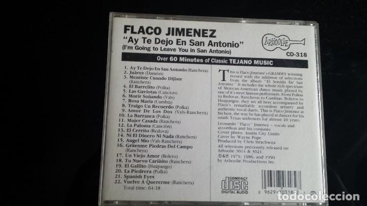 CDs de m&uacute;sica: CD FLACO JIMENEZ: AY TE DEJO EN SAN ANTONIO - Foto 2
