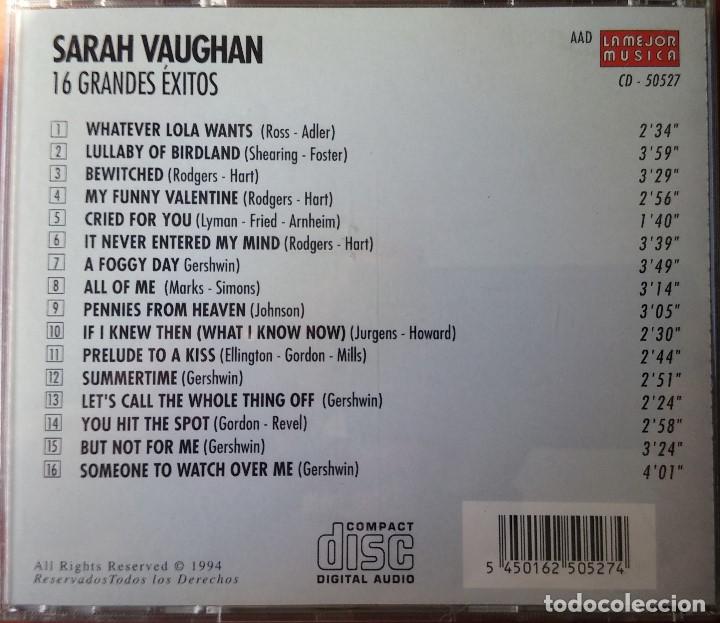 CDs de m&uacute;sica: SARAH VAUGHAN - 16 GRANDES EXITOS - CD - Foto 2