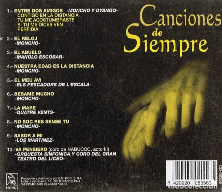 CDs de m&uacute;sica: CANCIONES DE SIEMPRE (CD) - Foto 2