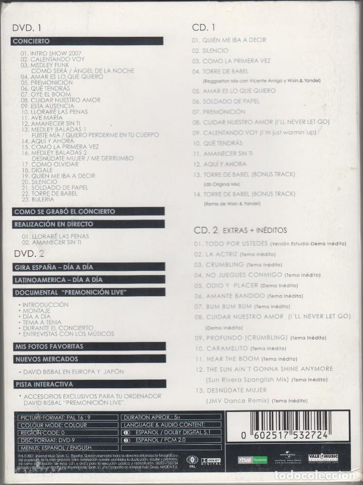 CDs de m&uacute;sica: David Bisbal 2cd + 2 dvd Premonici&oacute;n Live 2007 - Foto 2